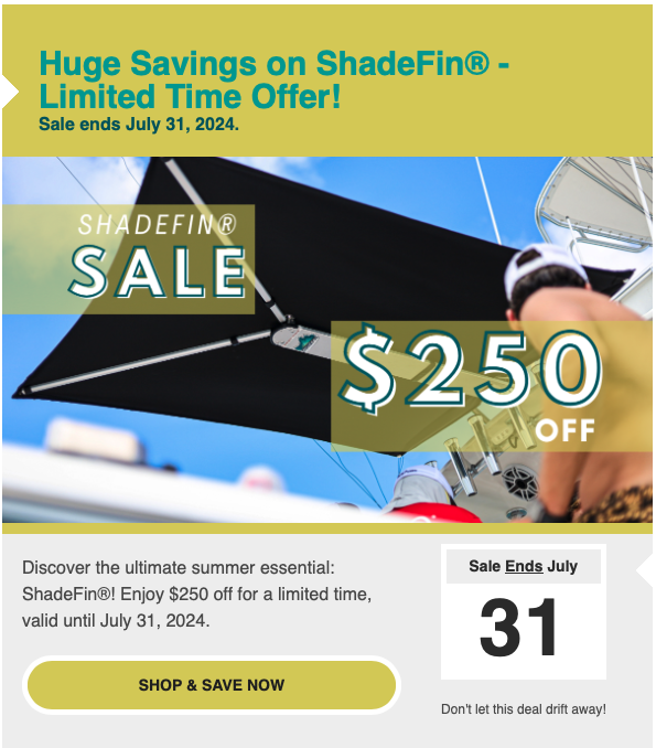 Take $250 off ShadeFin for a limited time.